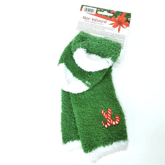 Christopher & Banks Christmas Tree Candy Cane Holiday Socks & Pom Pom Hat - Picture 7 of 10